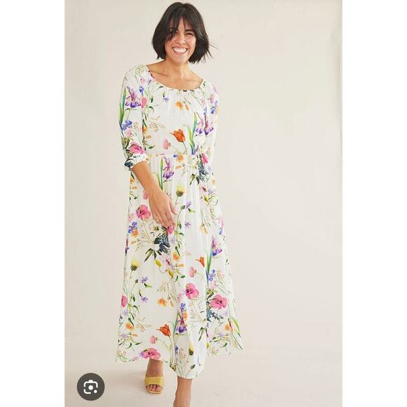 Sonnet James Violet Multicolor Floral Maxi Dress Size Large - Picture 2 of 10